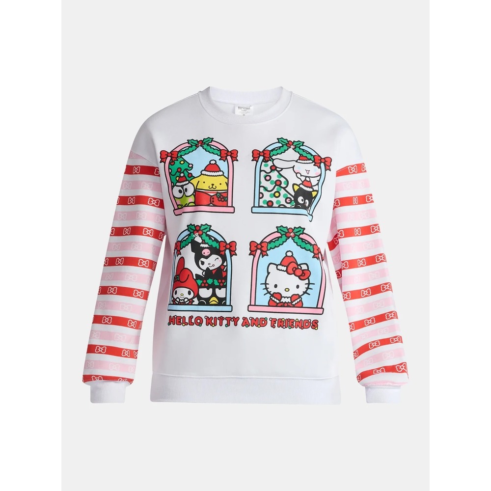 Hello Kitty & Pompompurin Cinnamoroll Kuromi Light Up Christmas Sweatshirt L